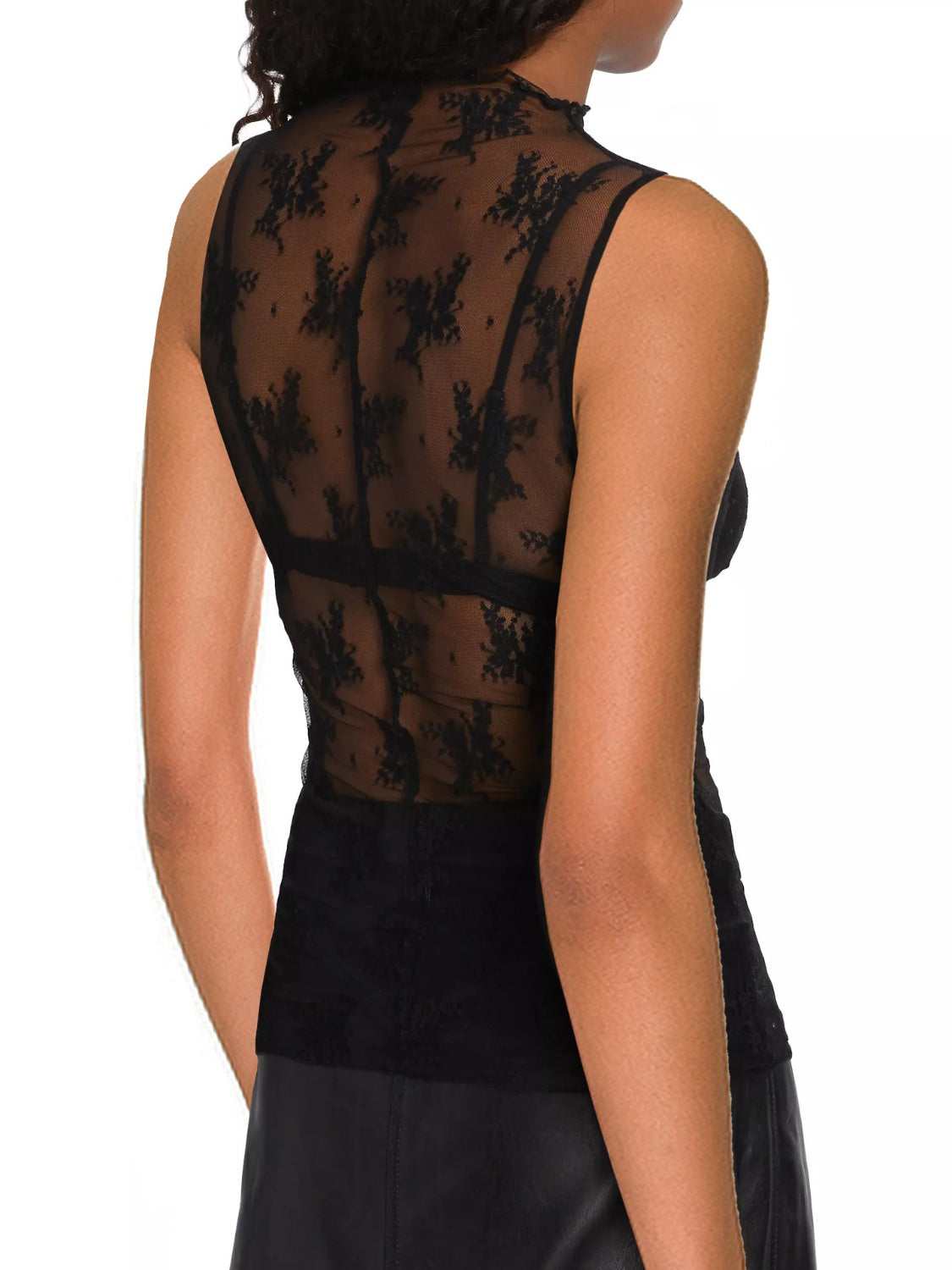 Lace Mock Neck Sleeveless Top