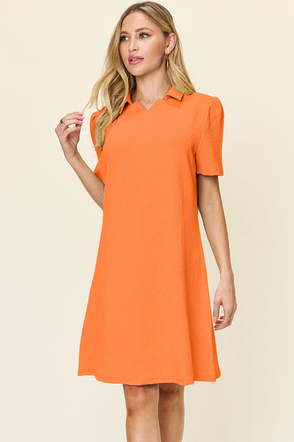 Collared Neck Short Sleeve Dress