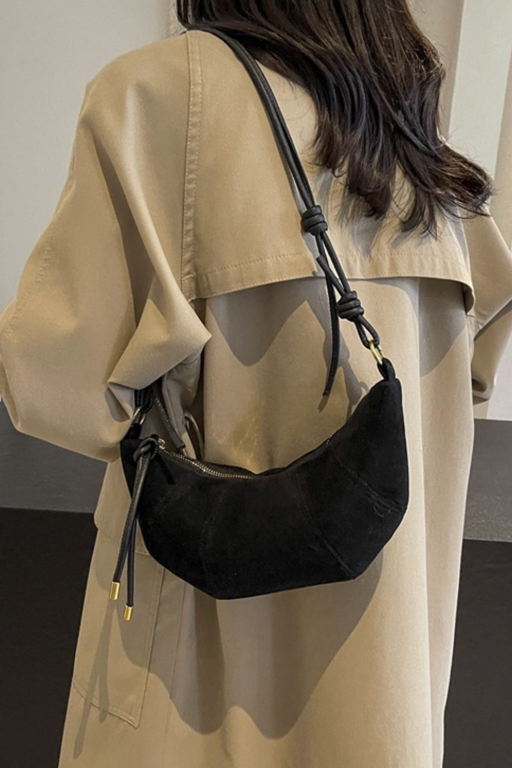 Croissant Suede Shoulder Bag