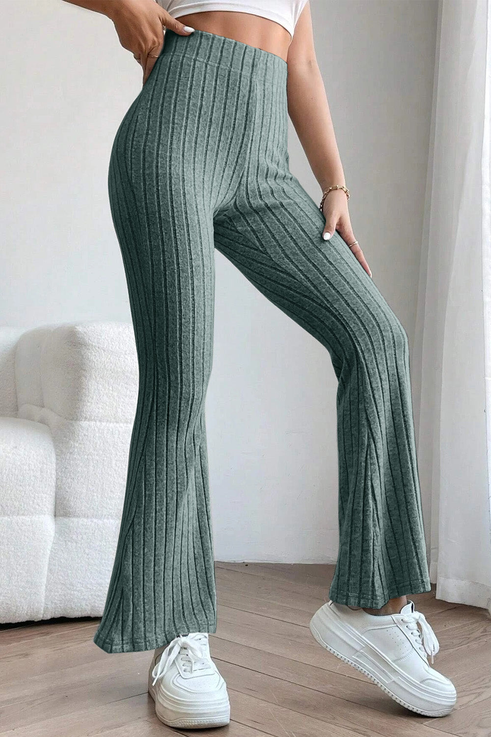 Bae Ribbed High Waist Flare Pants