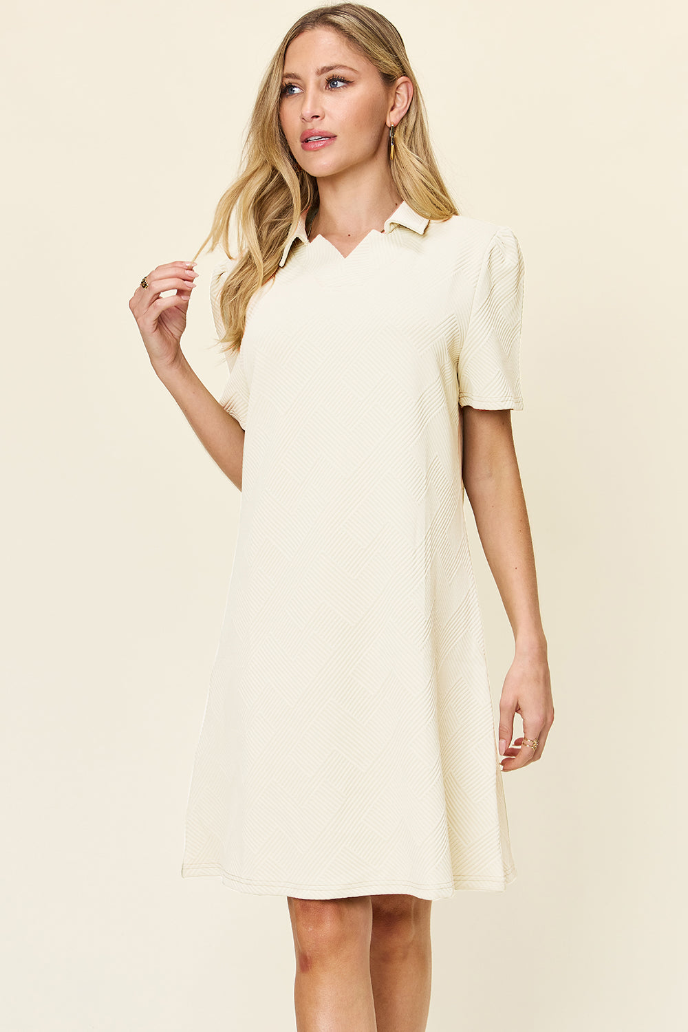 Collared Neck Short Sleeve Dress