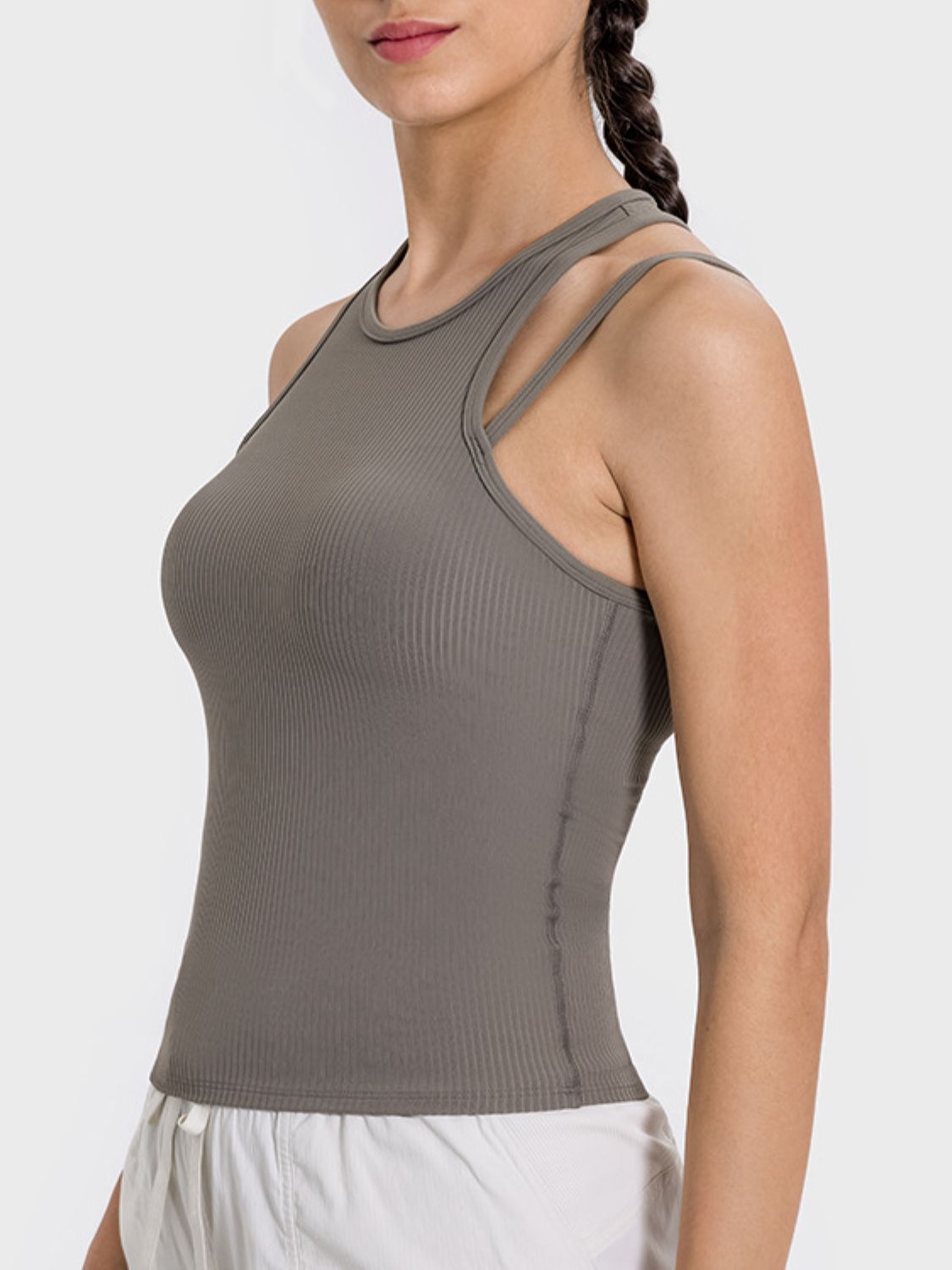 Cutout Crew Neck Racerback Active Tank