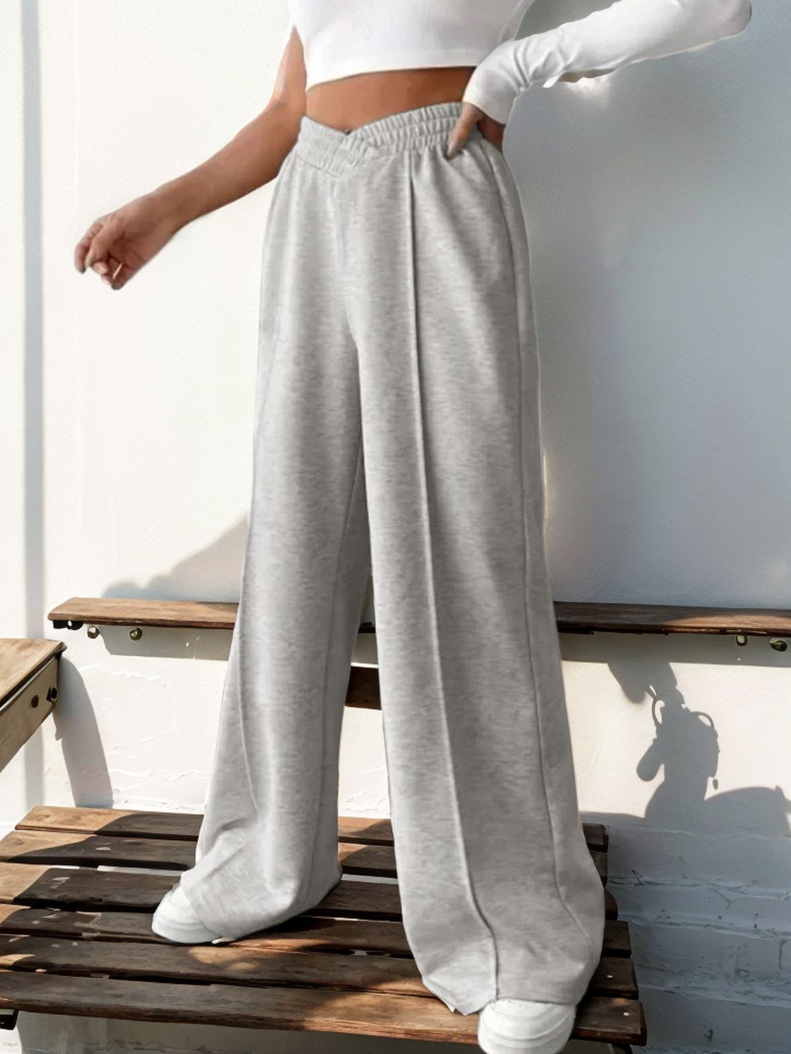 Relax Waist Wide Leg Pants