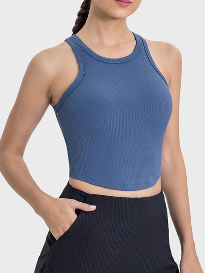 Crew Neck Ribbed Racerback Active Tank