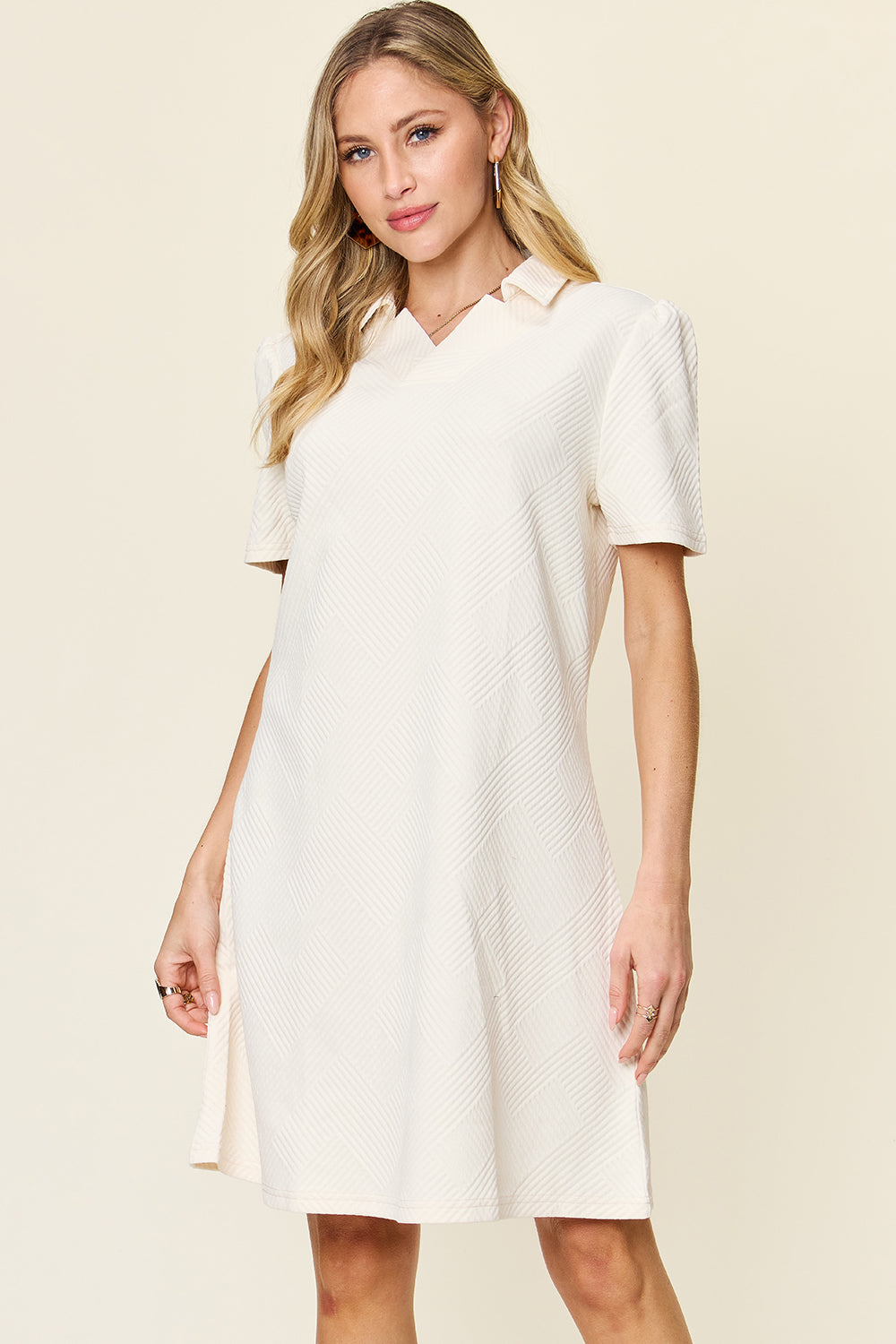 Collared Neck Short Sleeve Dress