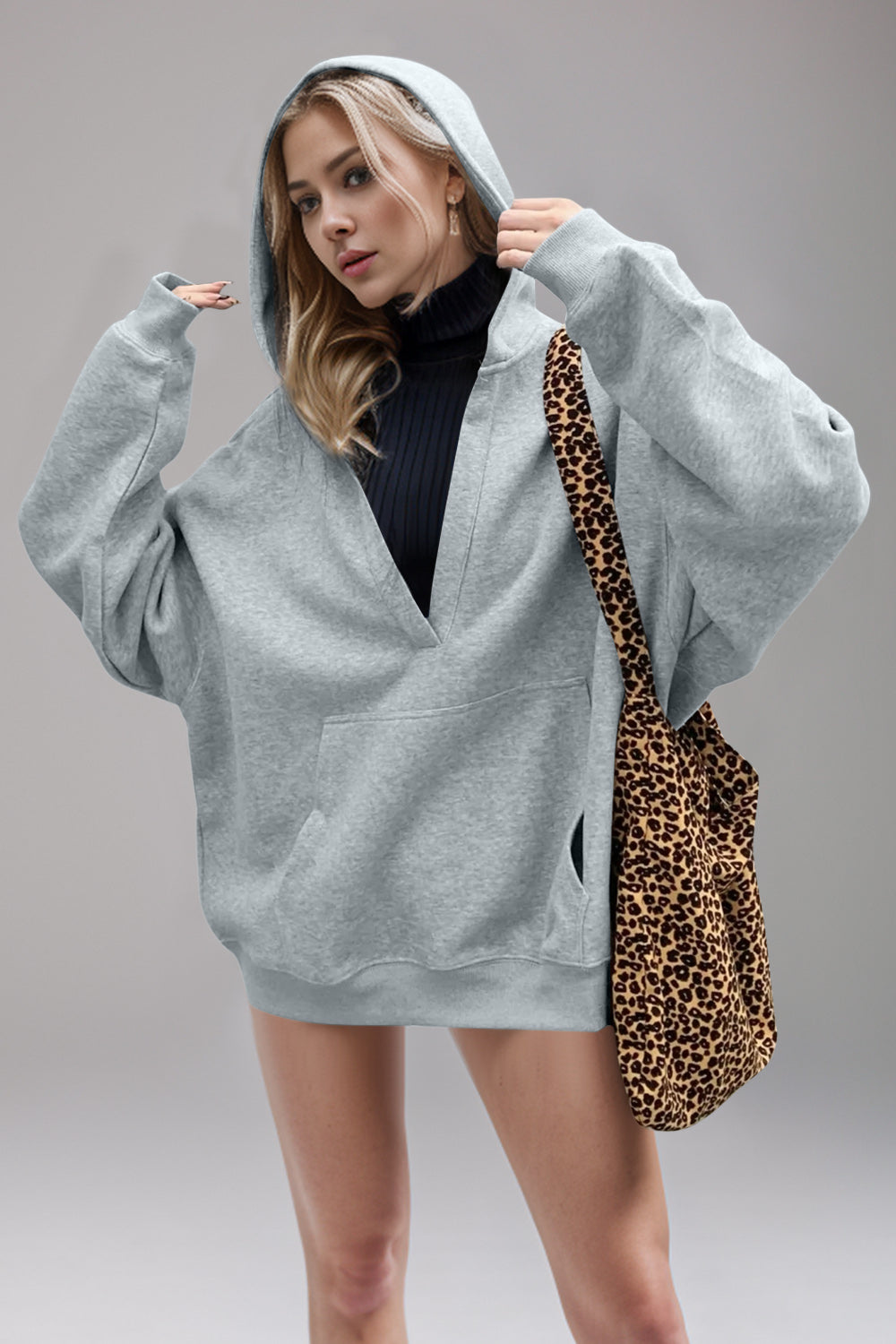 V-Neck Oversized Hoodie