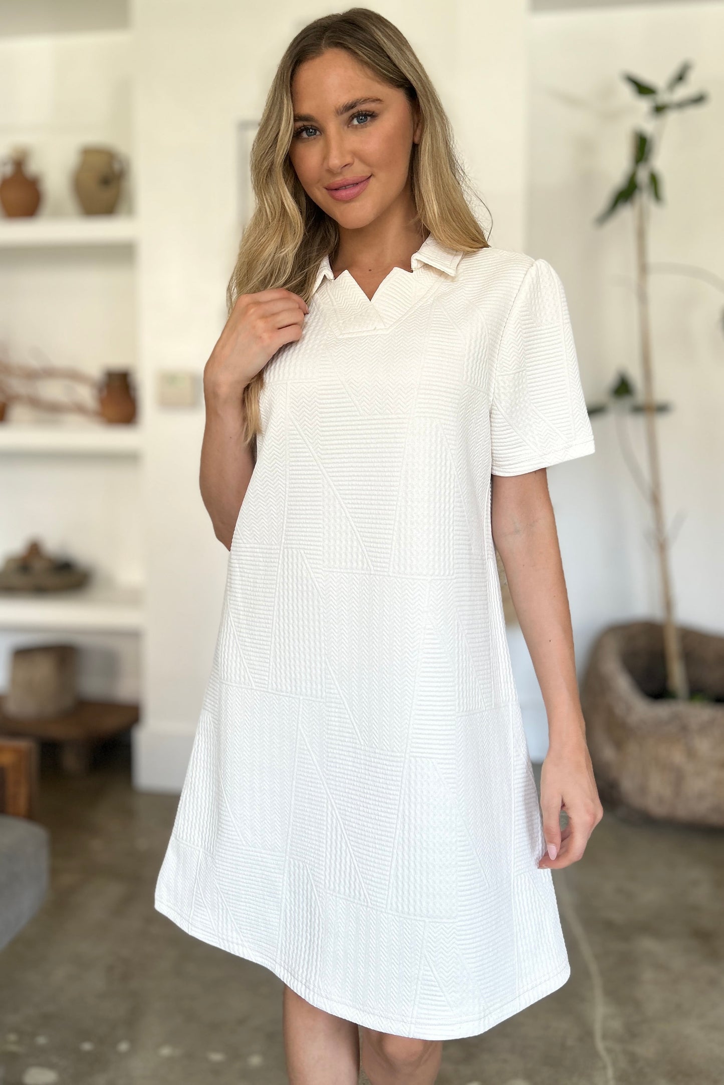 Pattern Texture Short Sleeve Dress