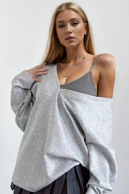 V-Neck Sweatshirt & Bra