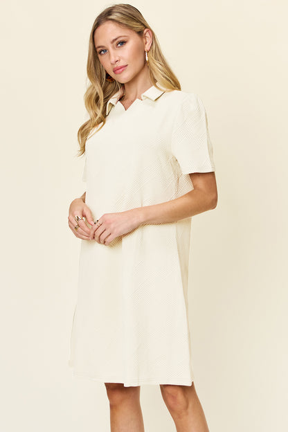 Collared Neck Short Sleeve Dress