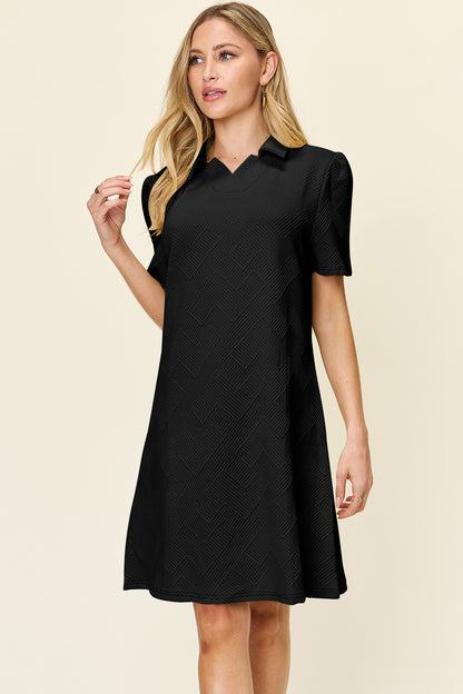 Collared Neck Short Sleeve Dress