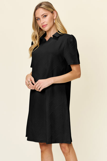 Collared Neck Short Sleeve Dress