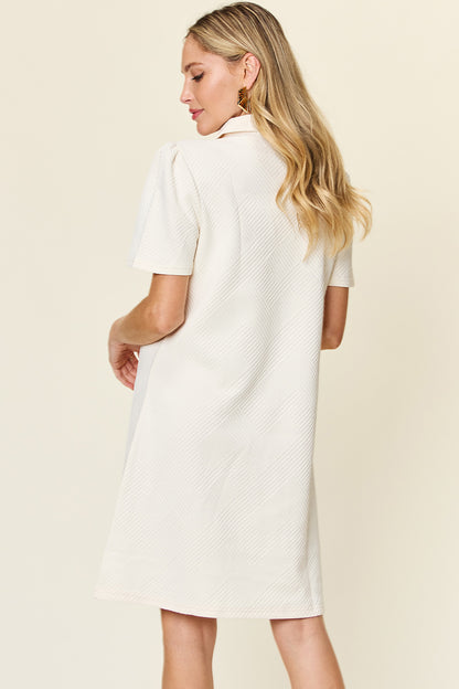 Collared Neck Short Sleeve Dress