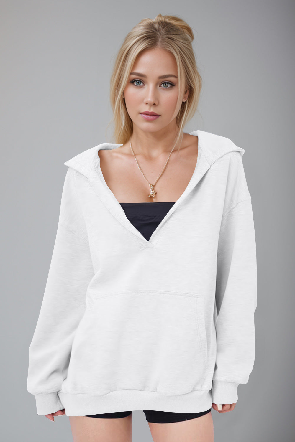 V-Neck Oversized Hoodie