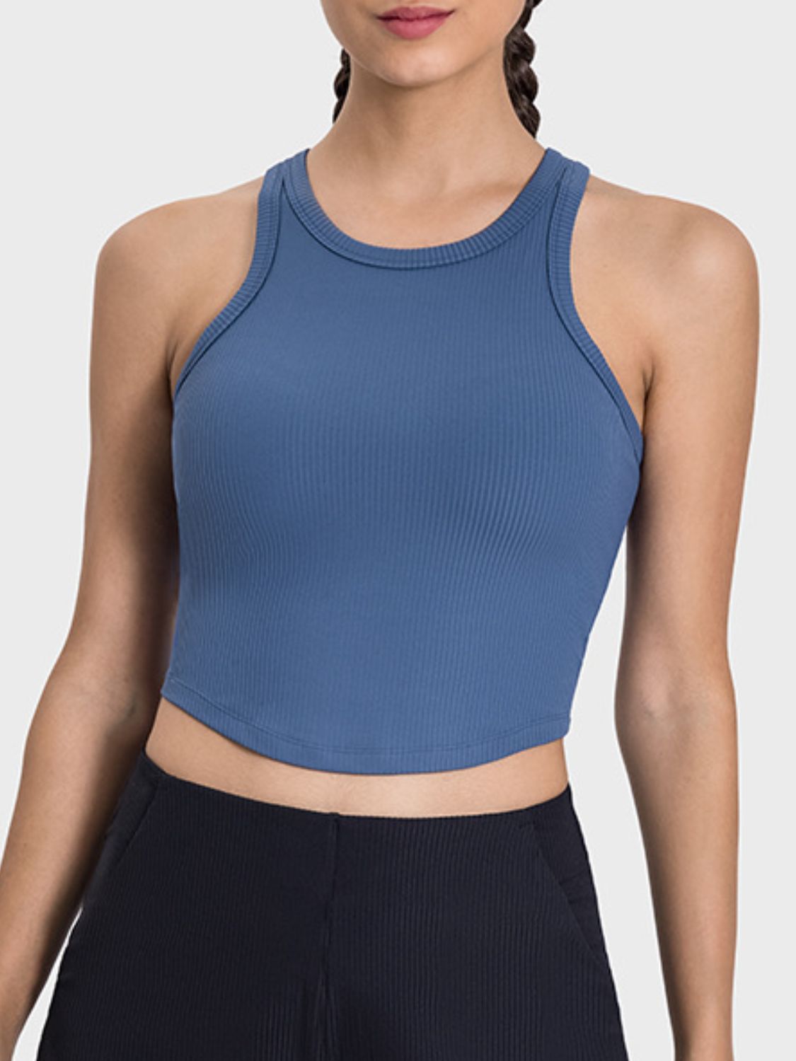 Crew Neck Ribbed Racerback Active Tank