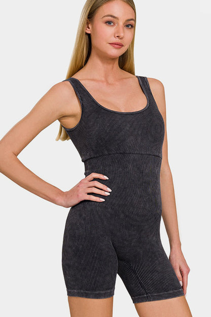 Washed Ribbed Romper