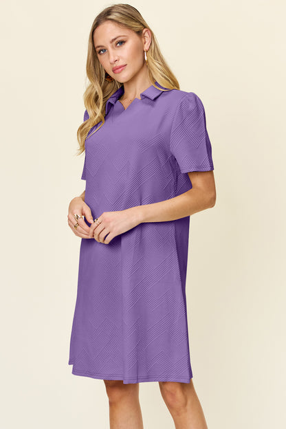 Collared Neck Short Sleeve Dress