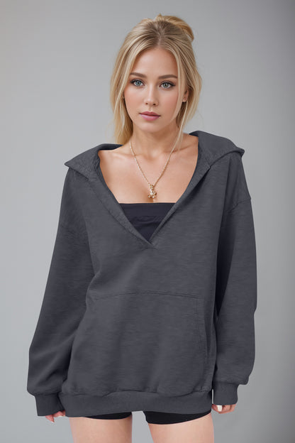 V-Neck Oversized Hoodie