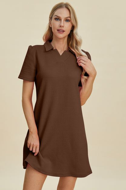 Pattern Texture Short Sleeve Dress