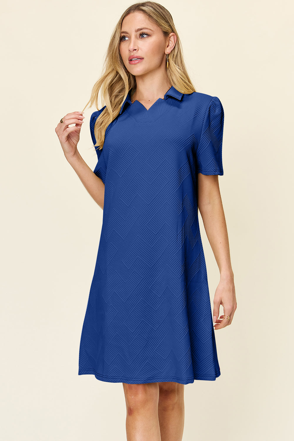 Collared Neck Short Sleeve Dress