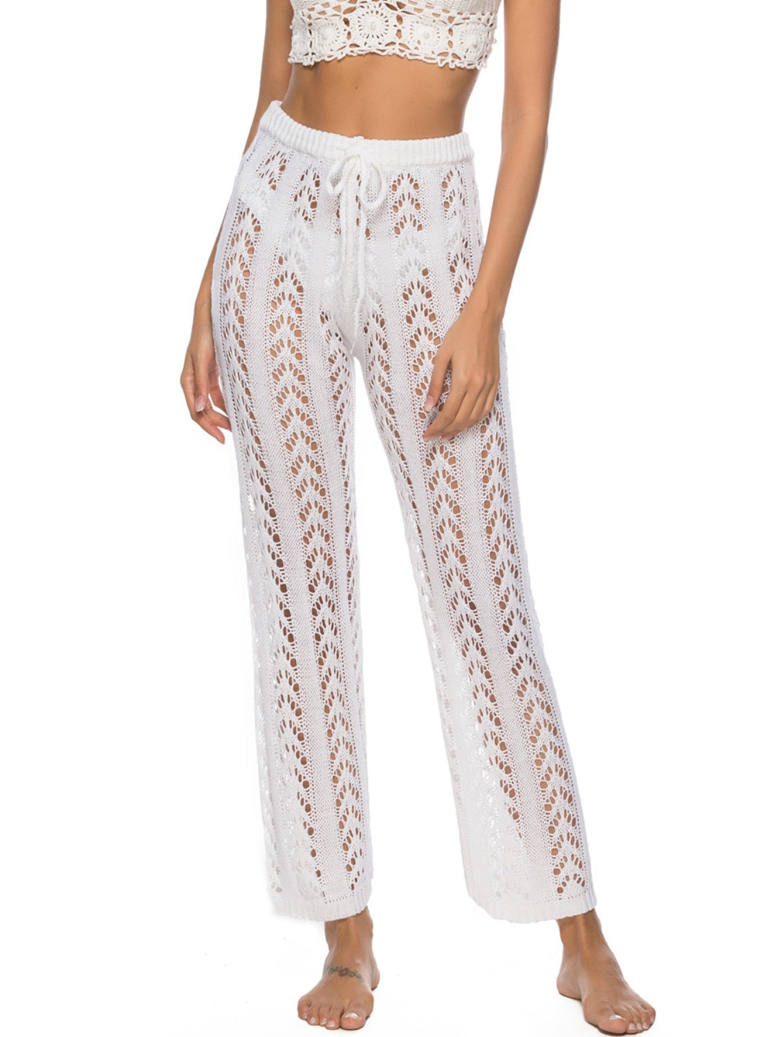 High Waist Sheer Woven Pants