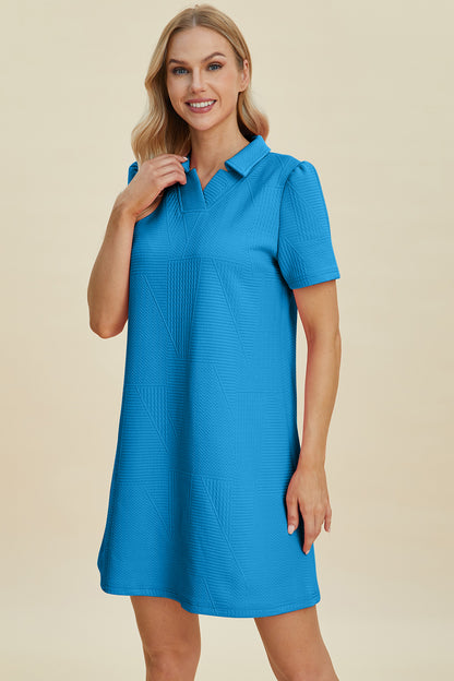 Pattern Texture Short Sleeve Dress