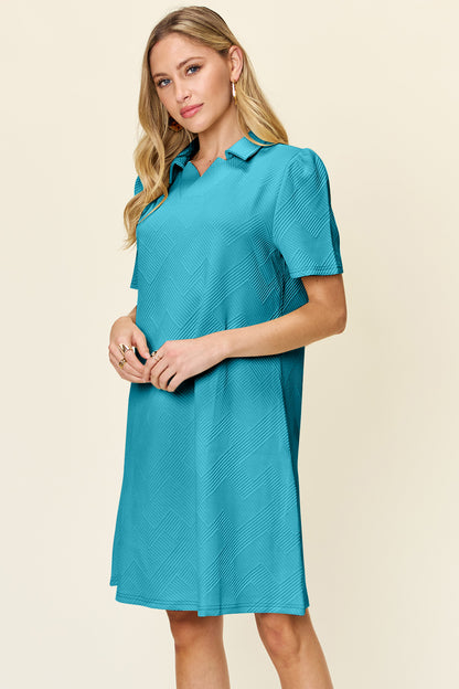 Collared Neck Short Sleeve Dress