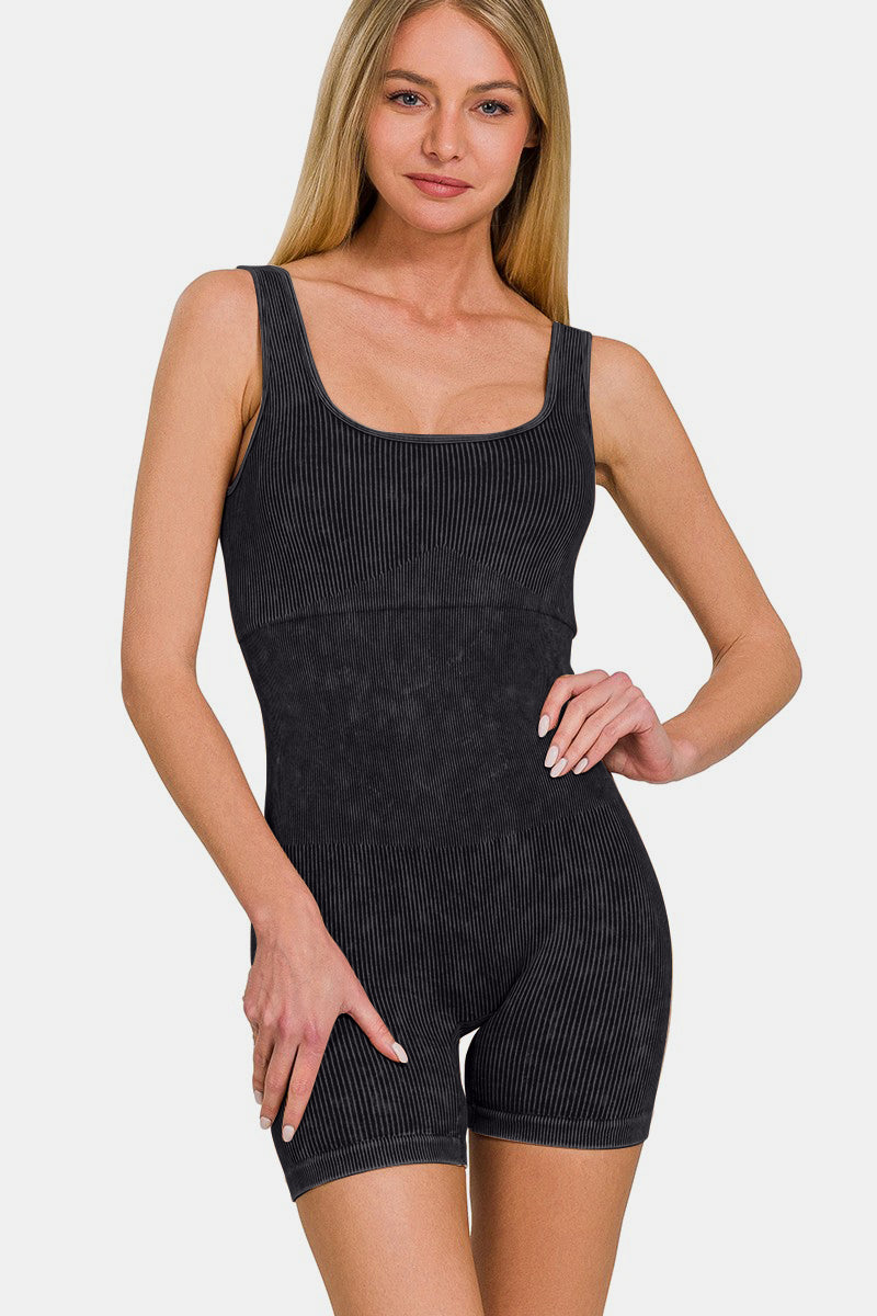 Washed Ribbed Romper