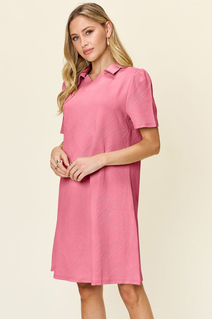 Collared Neck Short Sleeve Dress