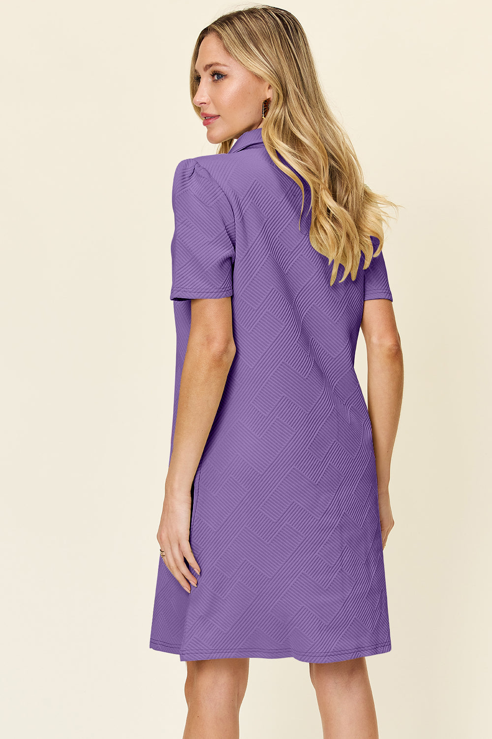 Collared Neck Short Sleeve Dress