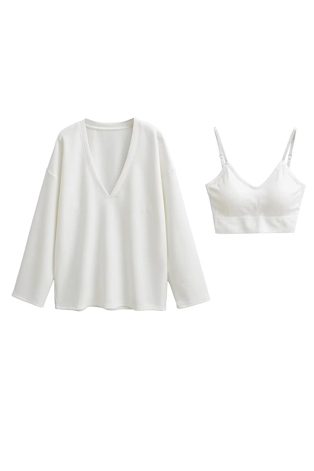 V-Neck Sweatshirt & Bra