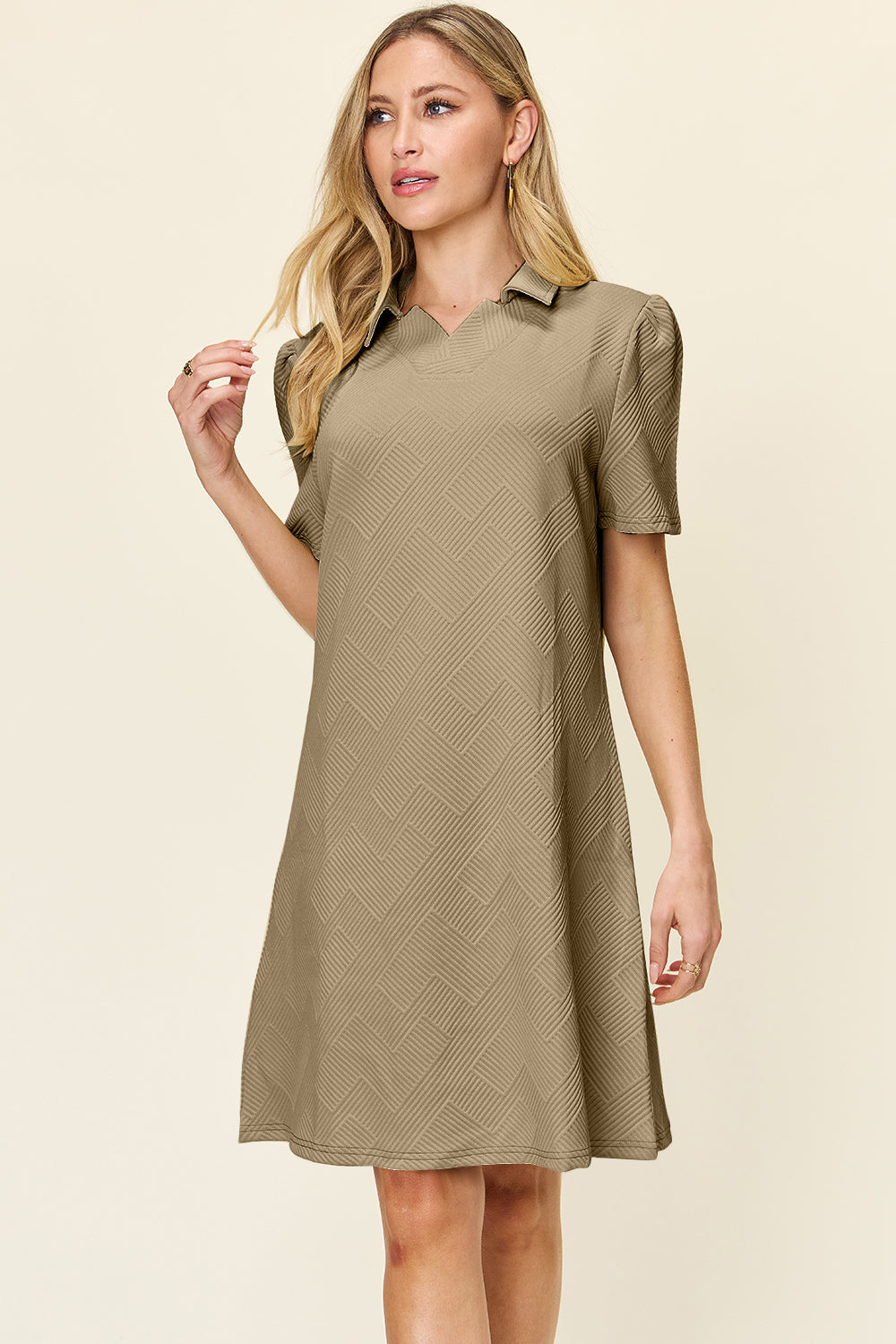 Collared Neck Short Sleeve Dress