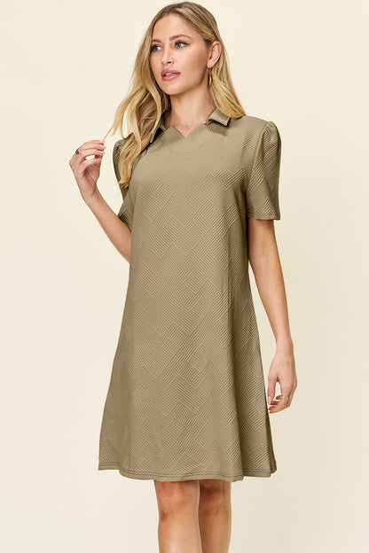 Collared Neck Short Sleeve Dress