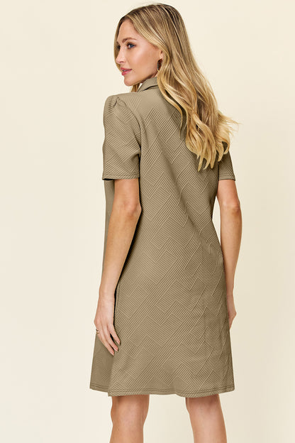 Collared Neck Short Sleeve Dress