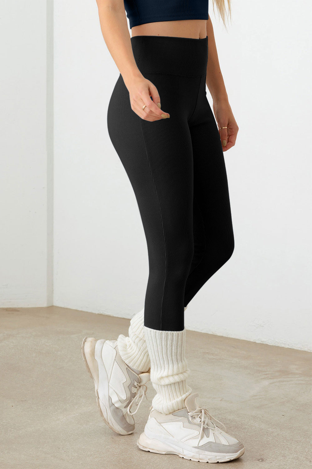 Ribbed Crop Cami and High Waist Brushed Leggings Set