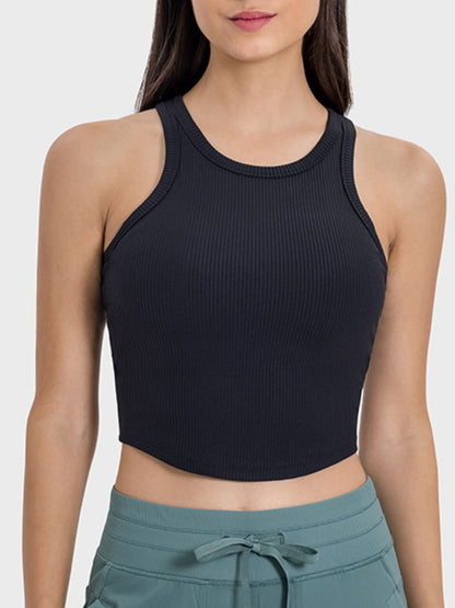 Crew Neck Ribbed Racerback Active Tank