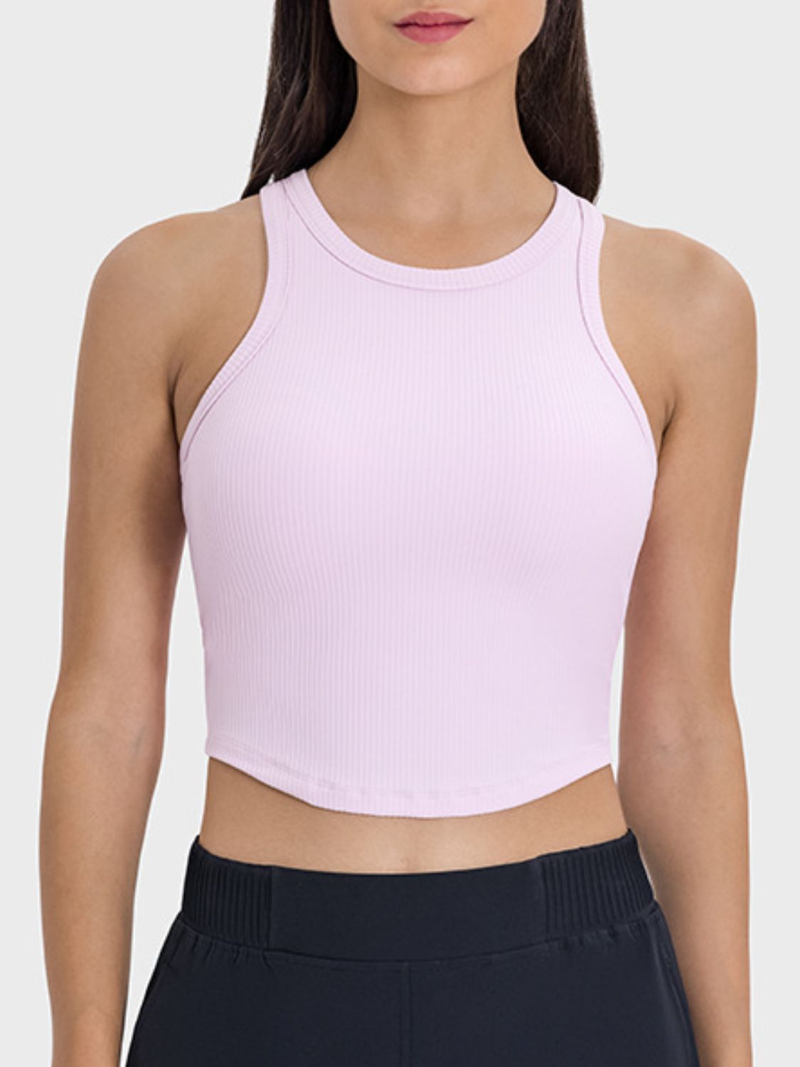 Crew Neck Ribbed Racerback Active Tank