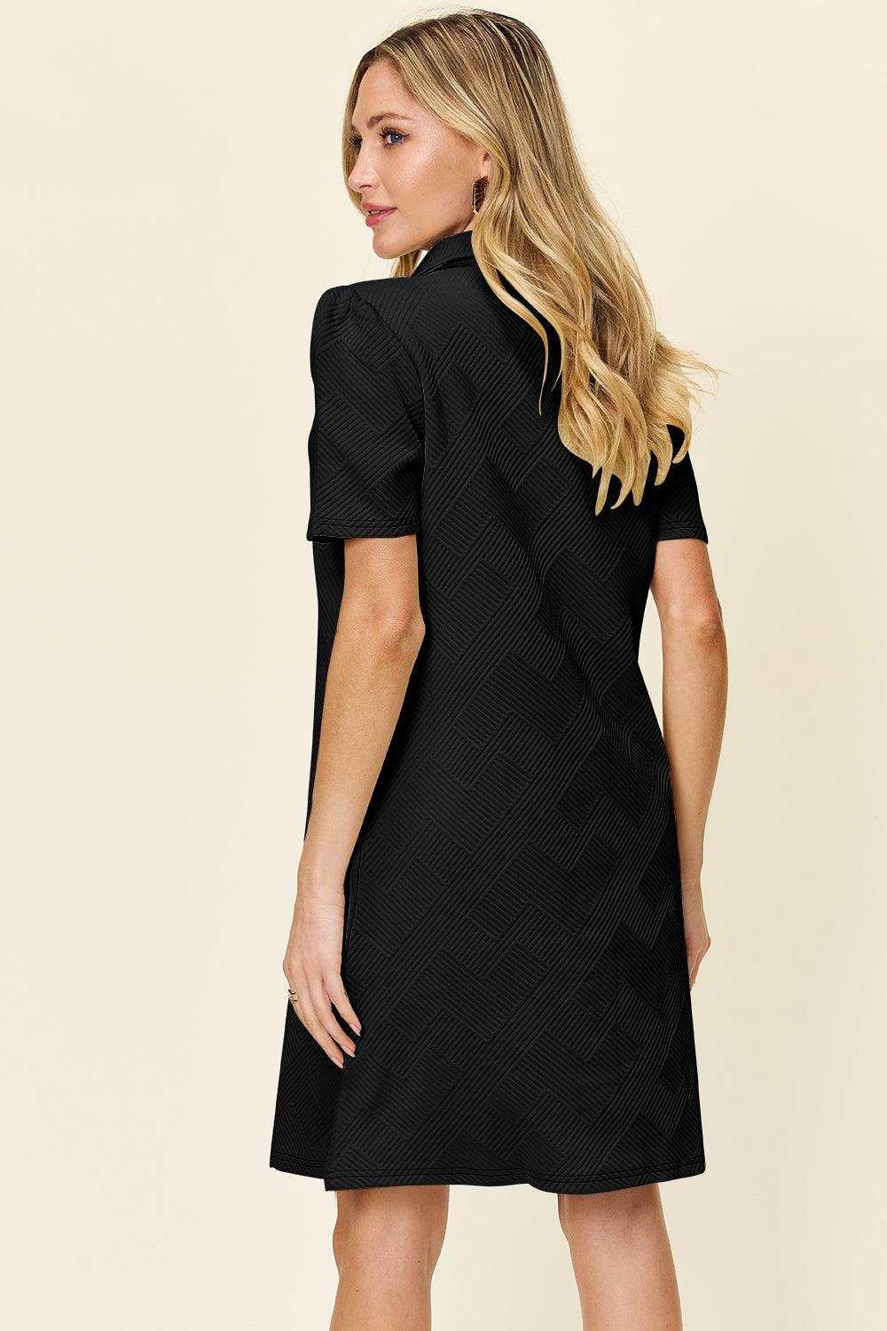 Collared Neck Short Sleeve Dress