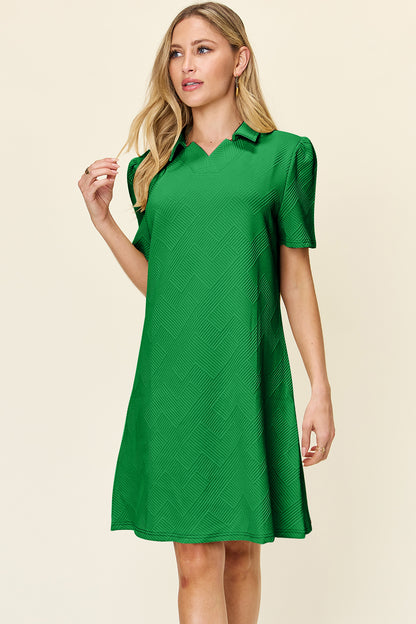 Collared Neck Short Sleeve Dress