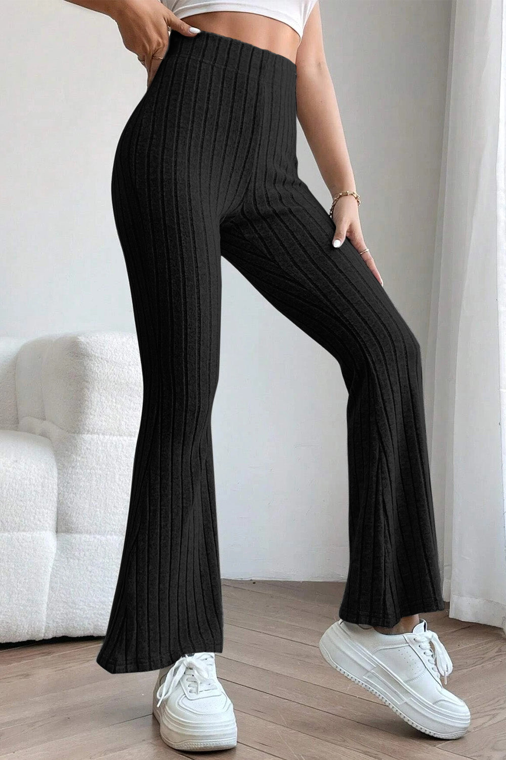 Bae Ribbed High Waist Flare Pants