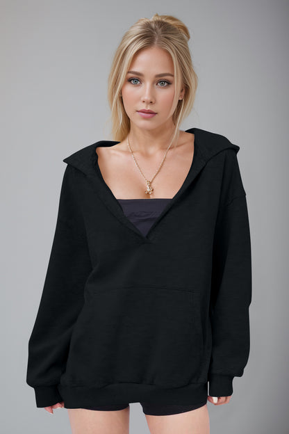 V-Neck Oversized Hoodie