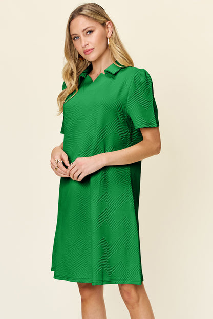 Collared Neck Short Sleeve Dress