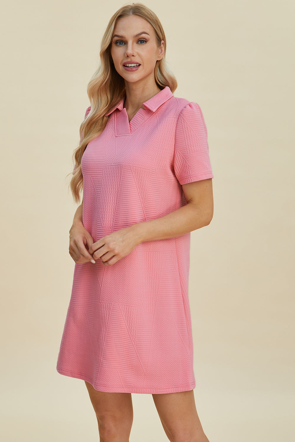 Pattern Texture Short Sleeve Dress