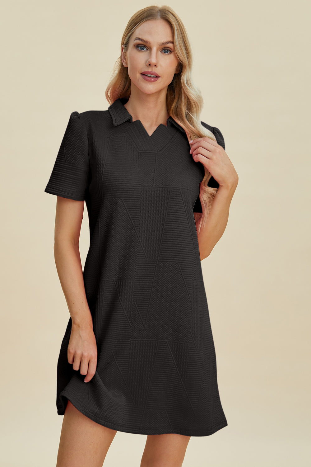 Pattern Texture Short Sleeve Dress