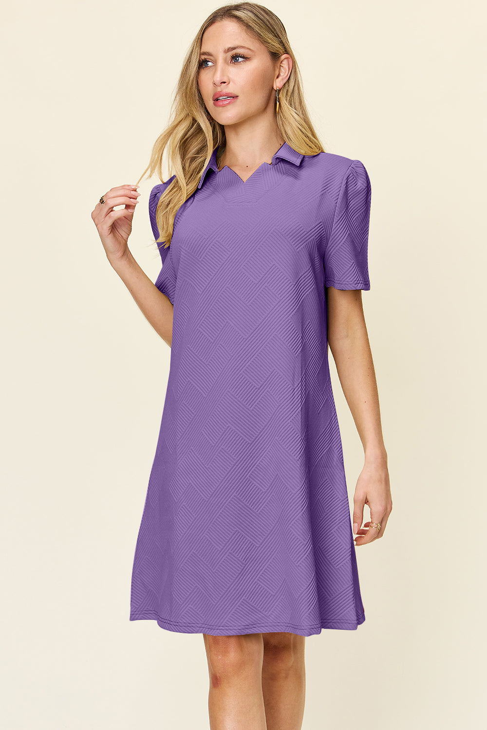 Collared Neck Short Sleeve Dress