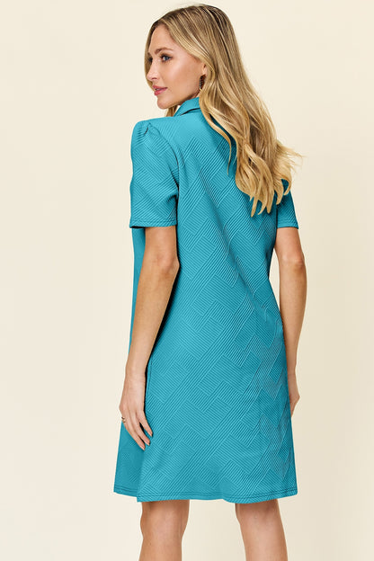 Collared Neck Short Sleeve Dress